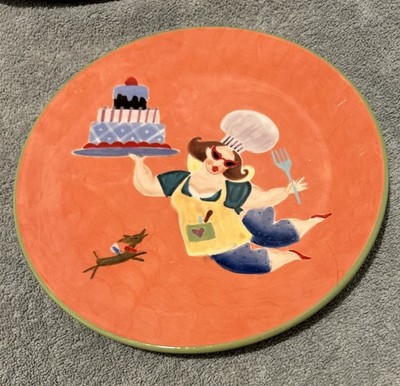 Amy Flynn Design Chubby Baker Cupcake Dog Walker  8 1/8'' Diameter Dessert Plate