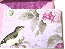 Tarjeta de felicitación de papiro tarjeta de nota en blanco Brenda Walton Bird Roses