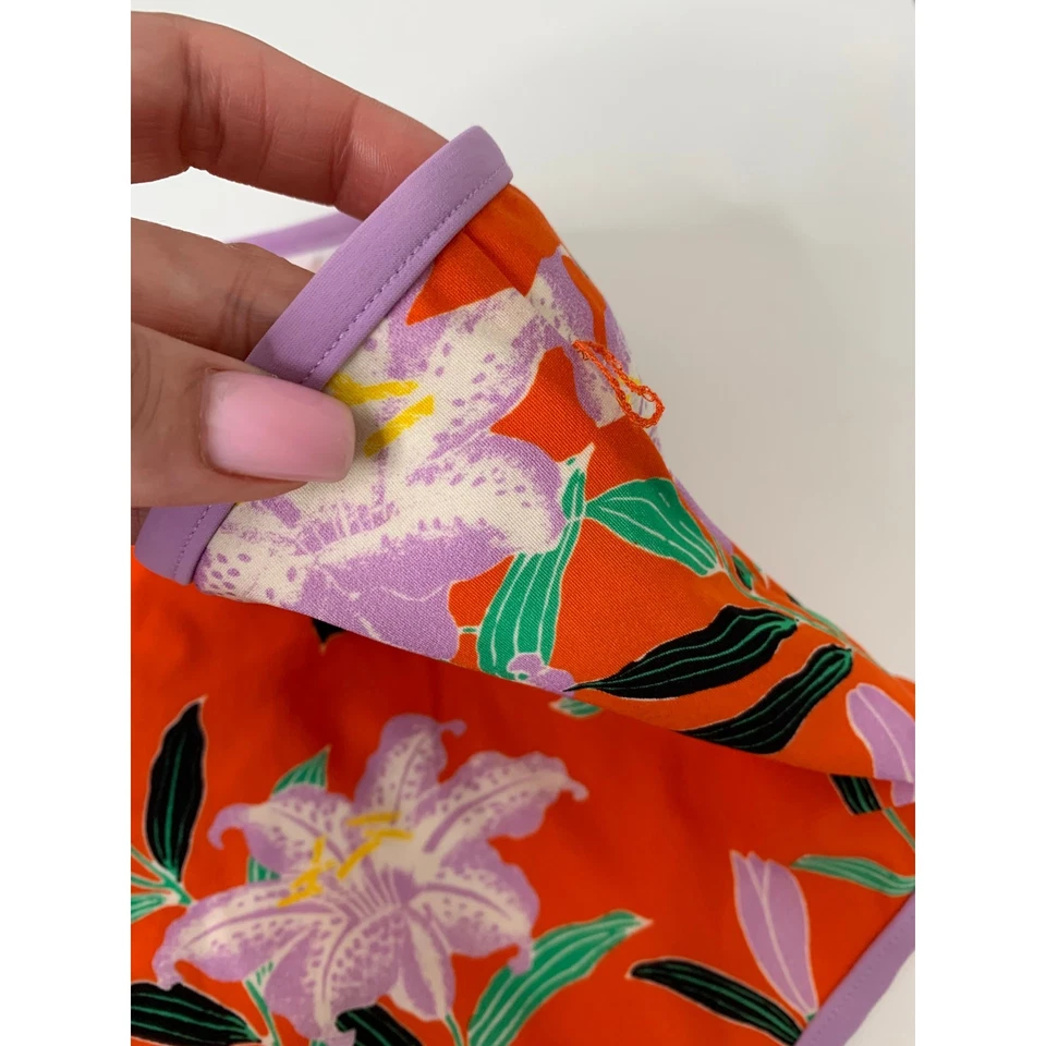 DIANE VON FURSTENBERG Cheeky High-Waist Floral-Print Swim Bikini Bottoms Small - Image 3 of 4