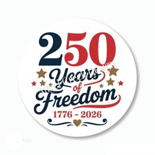 250 YEARS OF FREEDOM 1776-2026 SCRAPBOOK STICKERS FAVORS ENVELOPE SEALS LABELS