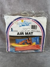 Vintage 90s 1992  The Wet Set Intex Air Mat blue 72  x27   Pool Float Sealed