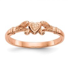 10K Rose Gold Textured Mini Heart Baby Ring Size 1