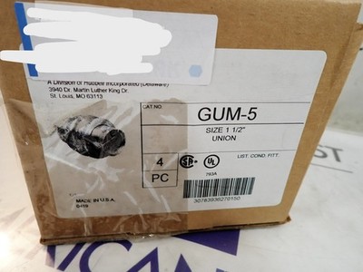 Hubbell Killark GUM-5 GUM5 Union Conduit Fitting 1-1/2'' Box of 4 New
