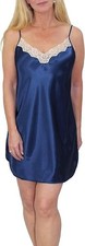 Shadowline Women's Nightgown Charming Satin Chemise Sleeveless Lace Trim - 4505
