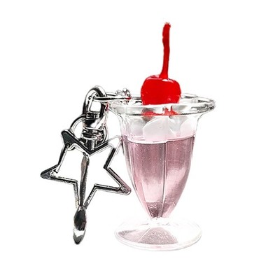 Lovely Cherry Cream Cup Key Chain Backpack Accessory Simulated Game Props