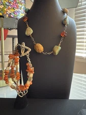 SILPADA Set | .925 Sterling | Jasper Necklace | 3 Strand Coral Bracelet