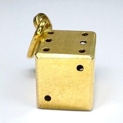 Vintage 10k Gelbgold Würfel 3D Charm Anhänger