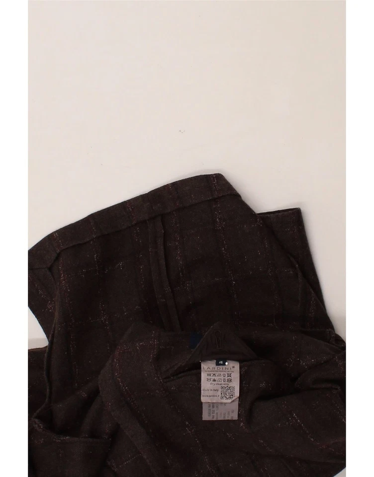 Chaqueta Blazer LARDINI Para Hombres 2 Botones IT 46 Pequeña Marrón Cuadros Lana AI10 Foto 3 de 3