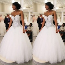 Gorgeous Wedding Dresses Spaghetti Strap Lace Appliques A Line Tulle Bridal Gown