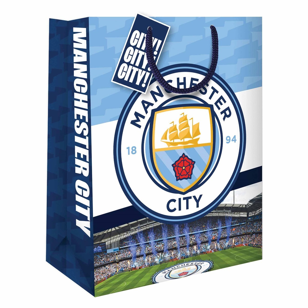 Manchester City FC Gift Bag, Gift Tag Attached, Any Occasion, 33cm x 26cm - Image 2