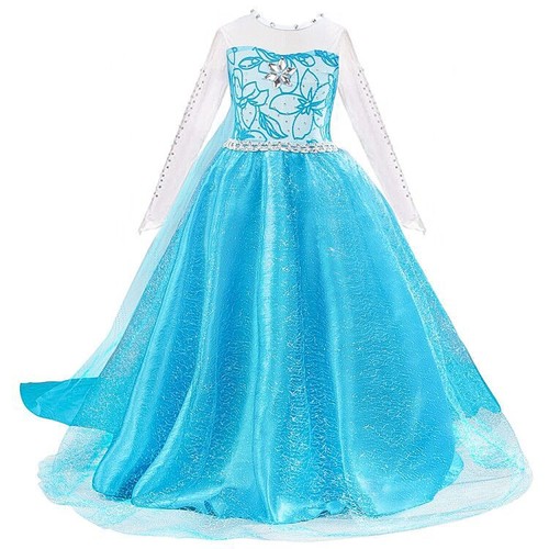 Kids Girls Princess Queen Elsa Anna Halloween Cosplay Costume Fancy Dress&Crown - Picture 21 of 36