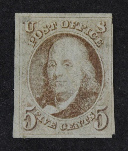 CKStamps: US Stamps Collection Scott#1 5c Franklin Unused NG Tiny Thin CV$2100