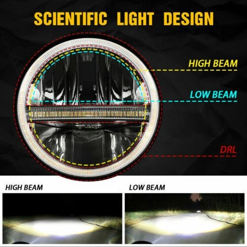 Par de faros LED redondos negros de 7 pulgadas Halo DRL ojo de ángel para Ford Mustang Bronco Foto 2 de 4