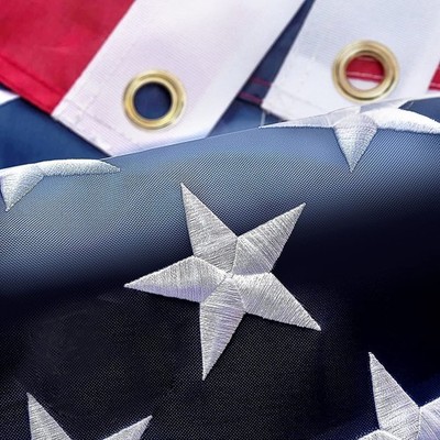Qlash American USA Flag Embroidered Stars Indestructible Outdoor Flag 4X6 Ft