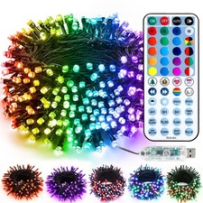 RGB Christmas Lights, 33FT 100 LED Color Changing String Lights with Remote, ...