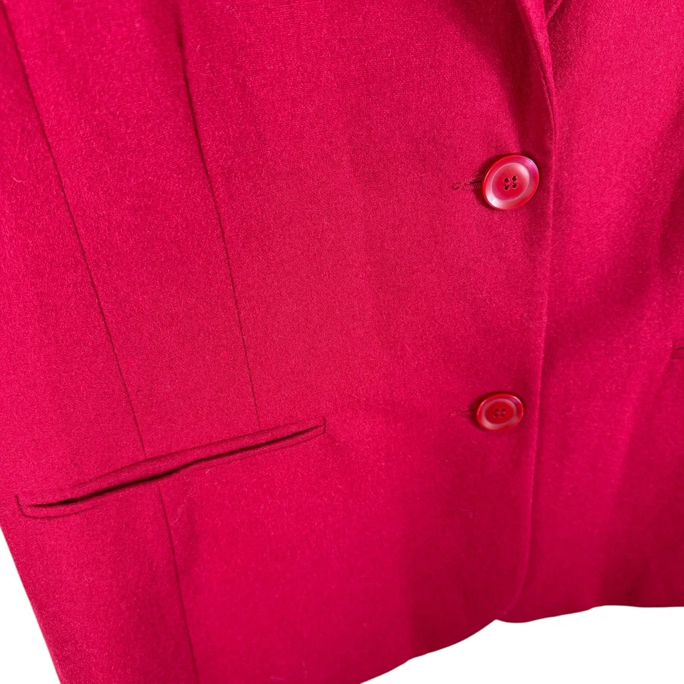 Abrigo Chadwicks Rojo Cuello Único Pecho Abotonado Forrado Lana Guisante Talla M Foto 3 de 4