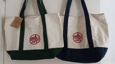 Trader Joe's  Large Navy and Green Canvas Tote Bags Set of 2