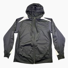 Reebok Women Full Zip Hoodie L Gray White Accents Track Jacket Athletic