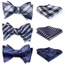 Men's Self-Tie Bow tie 3pcs Mixed Bow Ties for Men and Pocket Square Set Class