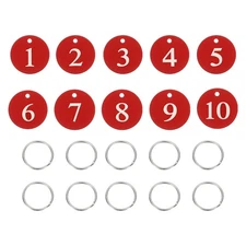 10PCS Number Tags 1-10, Number Key Tags Aluminum Numbered Tag, Red