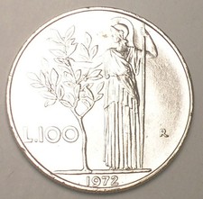 1972 Italy Italian 100 Lire Woman Tree Coin XF