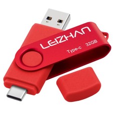 leizhan 32GB USB-C Flash Drive, Type-C USB Drive 32GB(Type-C&USB 3.0), Red