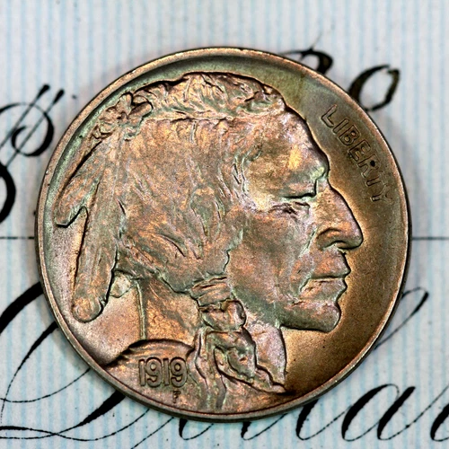 * 1919-P * SOLID+ GEM BU MS BUFFALO NICKEL * FROM ORIGINAL COLLECTION