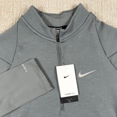 NWT Nike Therma-Fit Men Medium Gray Element Repel 1/4 Zip Running Top FB8564-084
