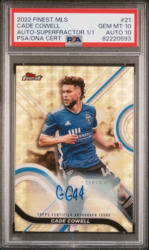 Cade Cowell 2022 Topps Finest MLS Superfractor Autograph PSA 10 Auto 10 USMNT