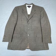 Vintage Tommy Hilfiger Blazer Mens 42 Brown Houndstooth Wool Sport Coat USA