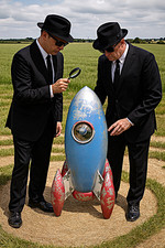 28" Tall Scrapyard Art Metal Space Alien Space Rocket Spaceship