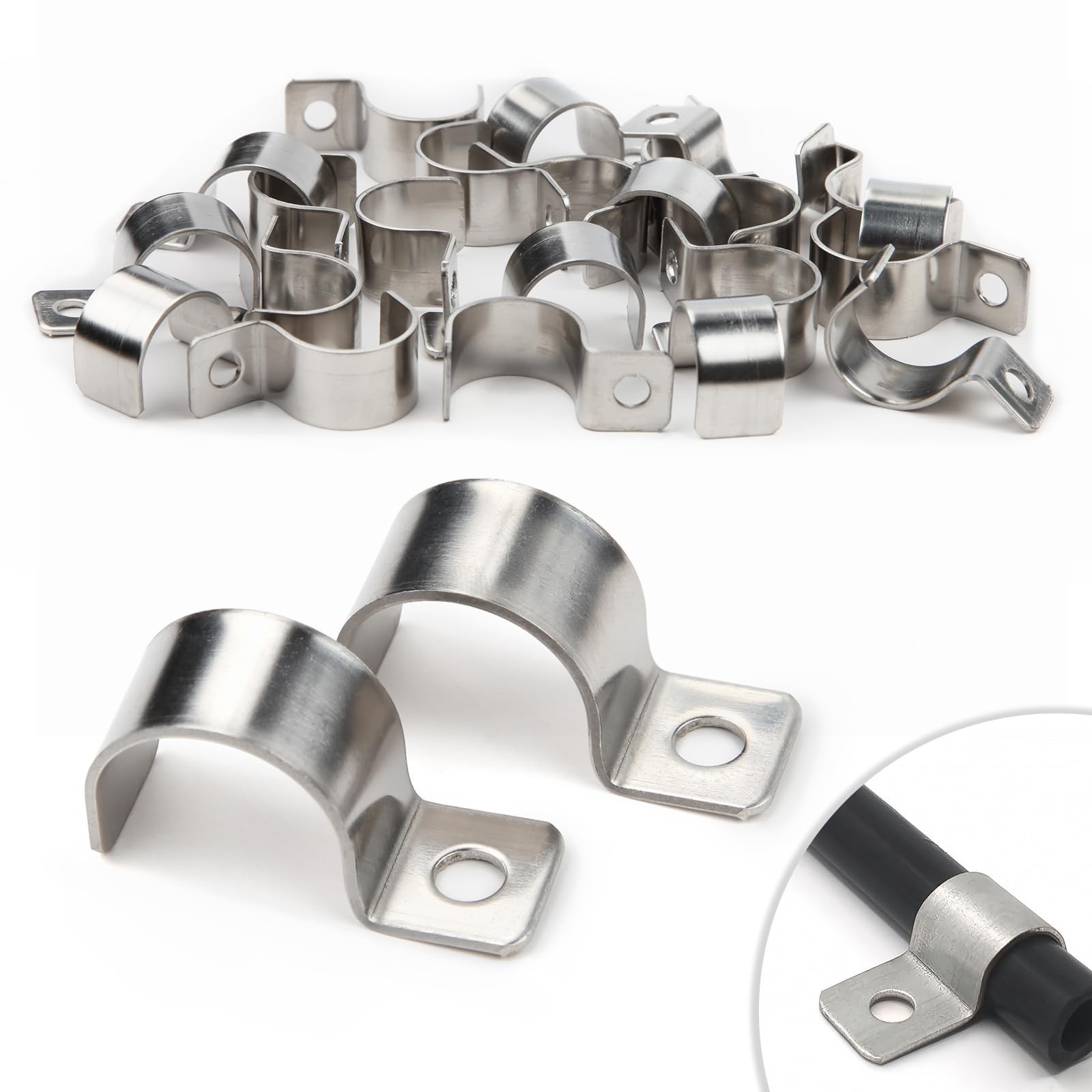 Attache grillage rigide contre mur 20mm pour stopper le jeu des panneaux de clôture, 25u