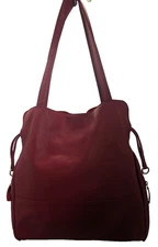 Handbag ili New York Red leather drawstring closure 2 exterior pockets tore