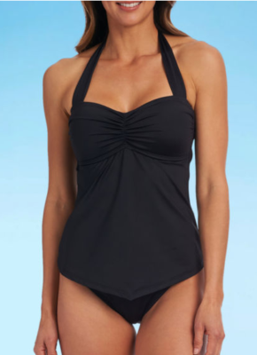 dress tankini black high neck for 15 dollars Mynah Scarf Swimsuit Top with Molded Cup & Adjustable Straps XS Black Cocktail Dress with bridal front knot gown neck tankini top designed Finish:White and Blonde