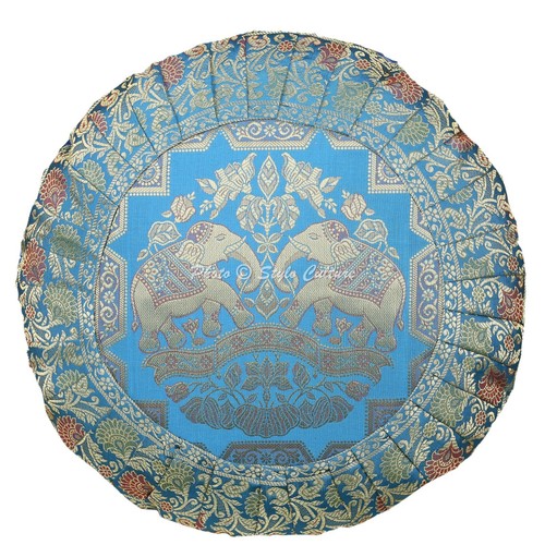 Round Mat Blue Floral Elephant Floor Pillow Memory Pillow Pad 18 in Decorative - Picture 3 of 7
