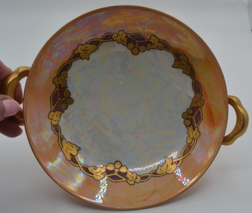 Antique Handled Lusterware Bowl Hand Painted Signed 1923 - Picture 12 of 13