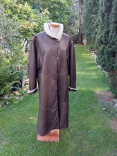 Echt Leder  Pelz Mantel mit gewachsenen Lamm Innenfutter von Zeiler braun