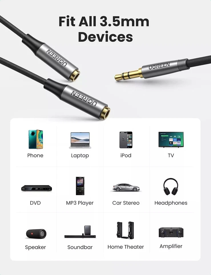 Divisor de auriculares 3,5 mm divisor auxiliar 2 hembra a 1 macho audio Y dividido... - Imagen 4 de 4