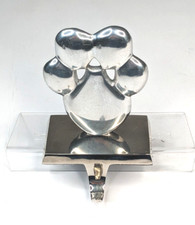 Christmas Stocking Hanger Large Paw Print All Metal Heavy Silver Dog Cat