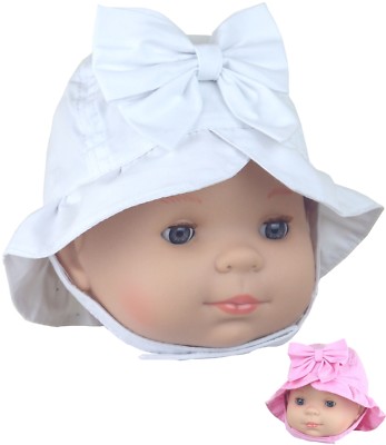 Cotton summer babies sun GIRLS HAT hats baby babies pink white check 6-12 12-18m