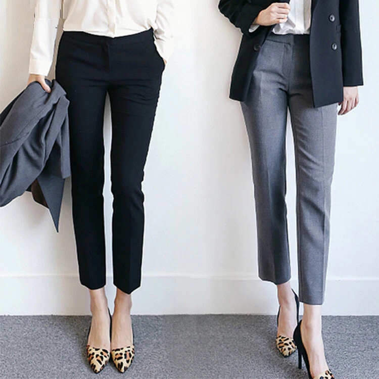 Womens Business Formal Slim Fit Dress Pants Straight Legs Suit Trousers  Office