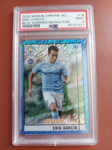 2020 Topps Merlin Chrome UCL Blue Shimmer Refractor /75 Eric Garcia RC  PSA 9