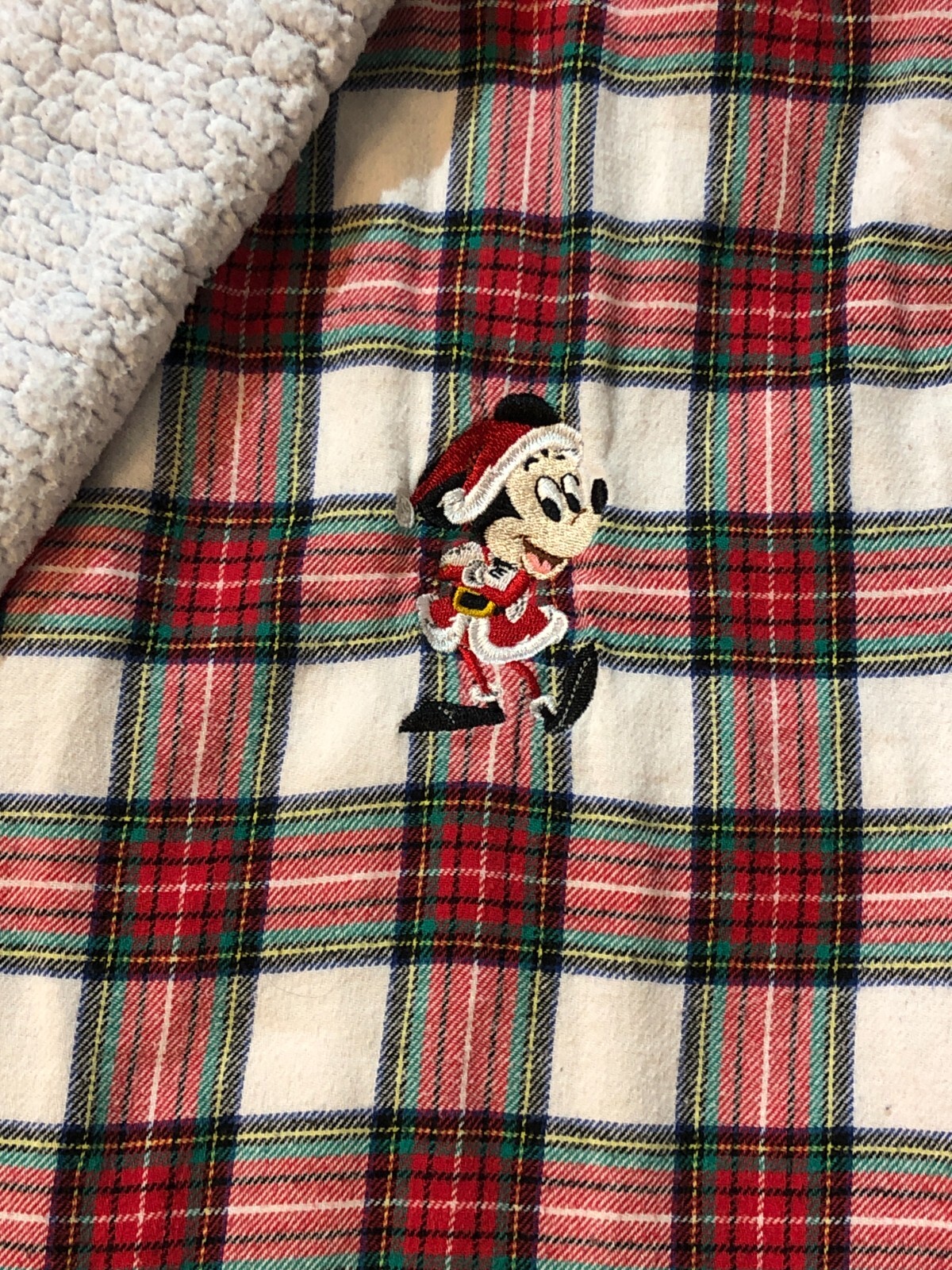 Disney Men's Medium Red White Plaid Mickey Mouse Pockets Tie Waist ...
