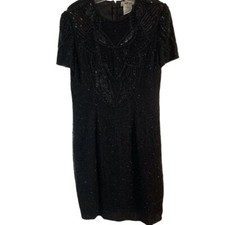 Vintage Adrianna Papell AP Ltd black beaded evening gown