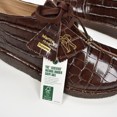 NWT Supreme Martine Rose Clarks Desert Trek Shoes Brown Croc Men's