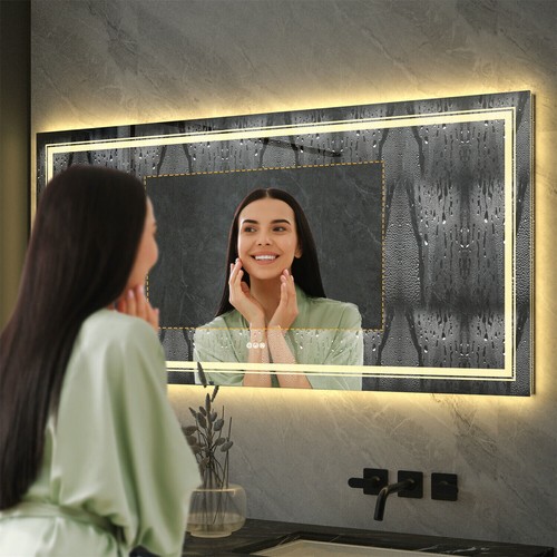 Large Anti-Fog Intelligent LED Bathroom Mirror Bright Lights Vanity Makeup IP65 - Picture 2 of 26