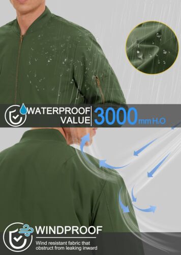 Men's Windbreaker Bomber Jackets Casual Warm Padded Lightweight Pilot Work Coats - Picture 30 of 76