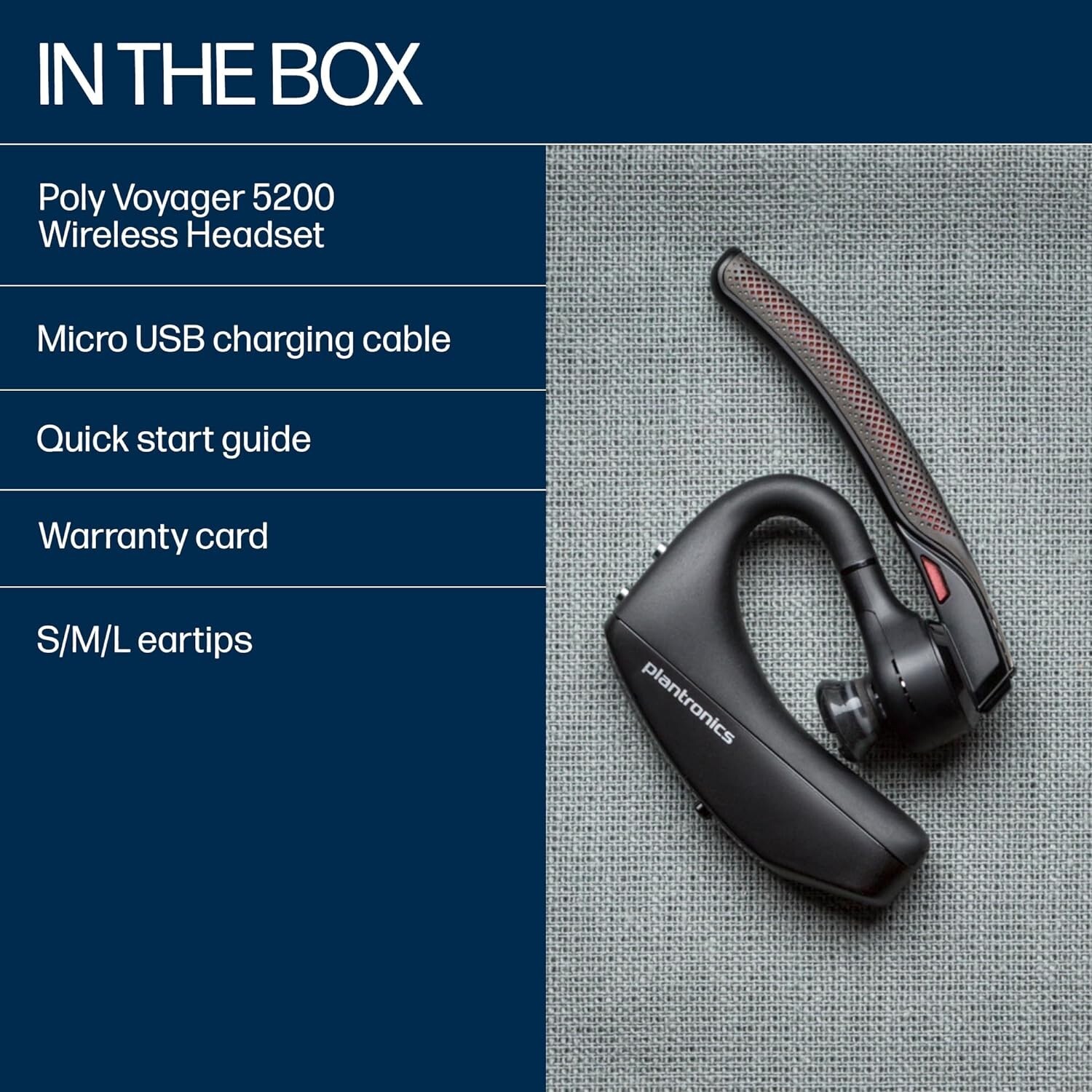 Plantronics Voyager 5200 Bluetooth Mobile Over The Ear Headset Black - ODP Business Solutions - View #5