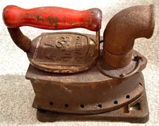 IRON Showa Retro Laundry Clothes Housework Japanese Antique L6.7inch W/ Stand FS