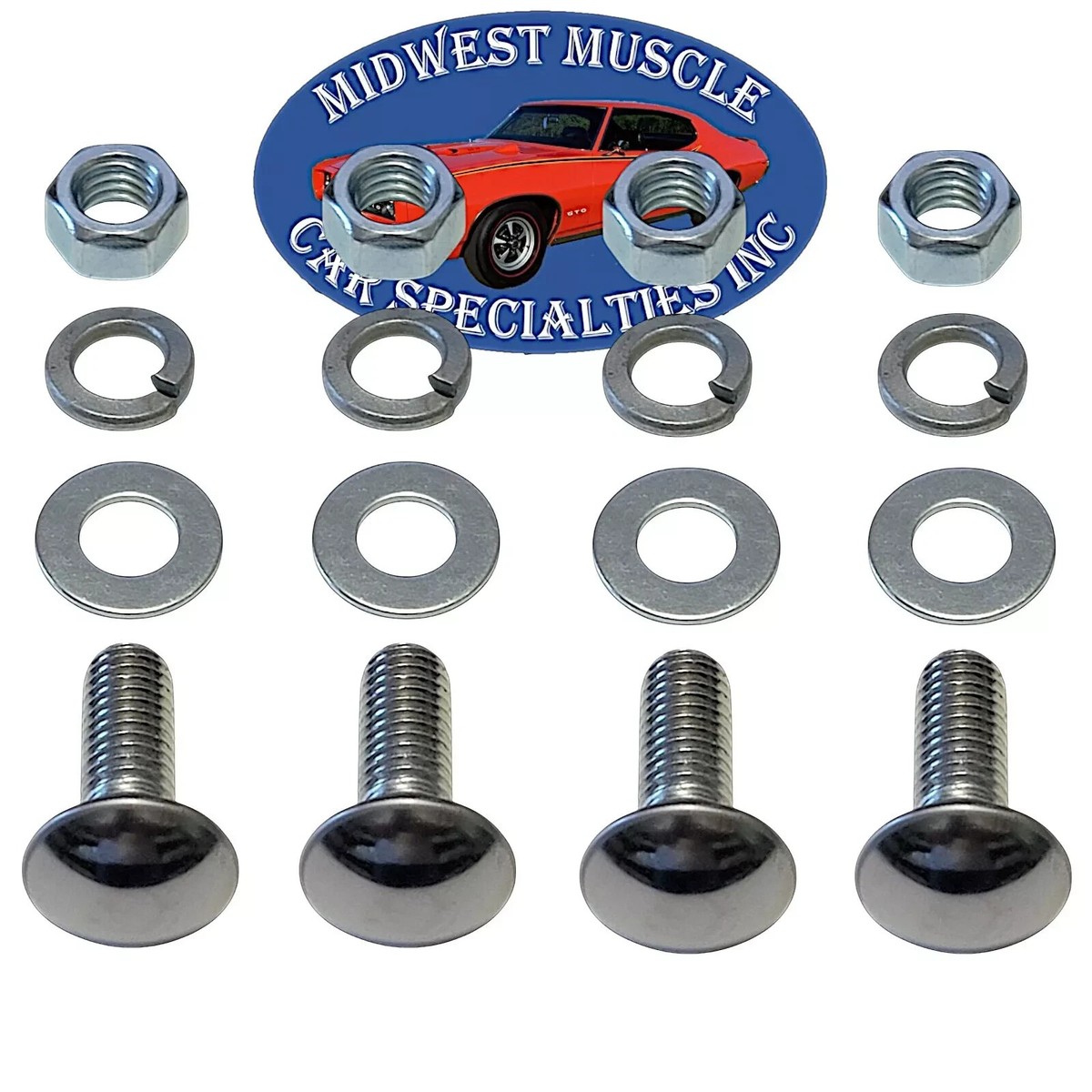 4つセット 7/16-14x1-1/4 Stainless Capped Round Head Front Rear Bumper Bolts